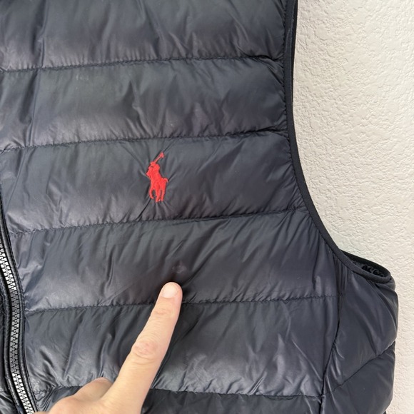 Polo Ralph Lauren Mens Colden Packable Vest Medium Blue Red Puffer Preppy Pony - Picture 3 of 6